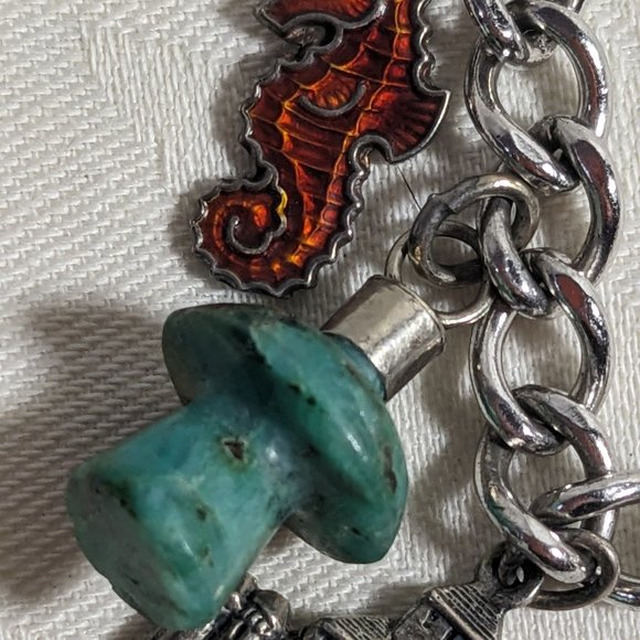 Sterling Silver New Link Eclectic Swiss Charm Bracelets With Seven VintageCharms - Picture 7 of 12